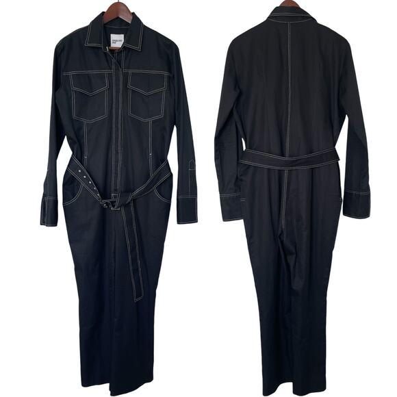 ORSEUND IRIS Workwear Belted Cotton Jumpsuit in Black Size M - Picture 8 of 16